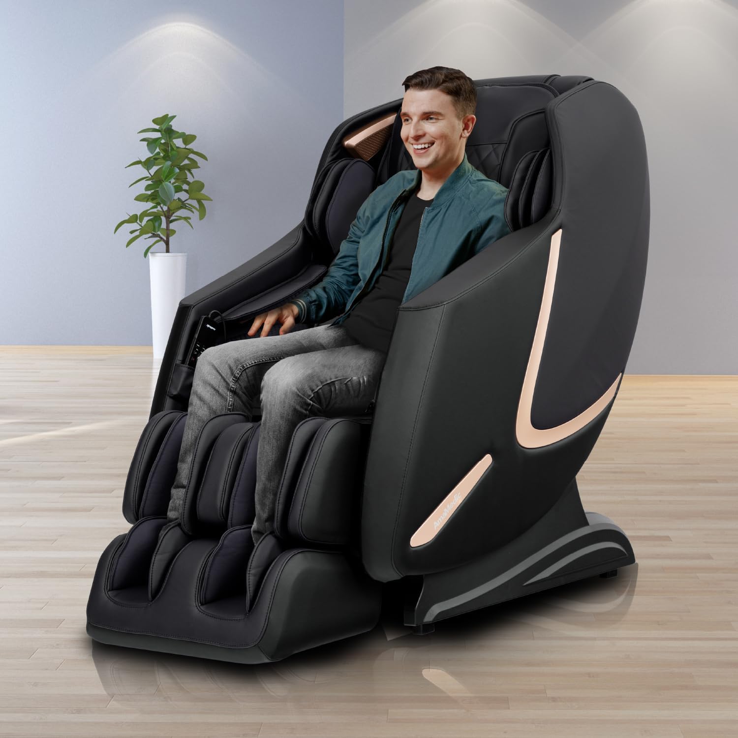 Titan AmaMedic 3D Premium Massage Chair | Zero-Gravity | Computerized Body Scanning | Full-Body | Lumbar Heat Therapy Black