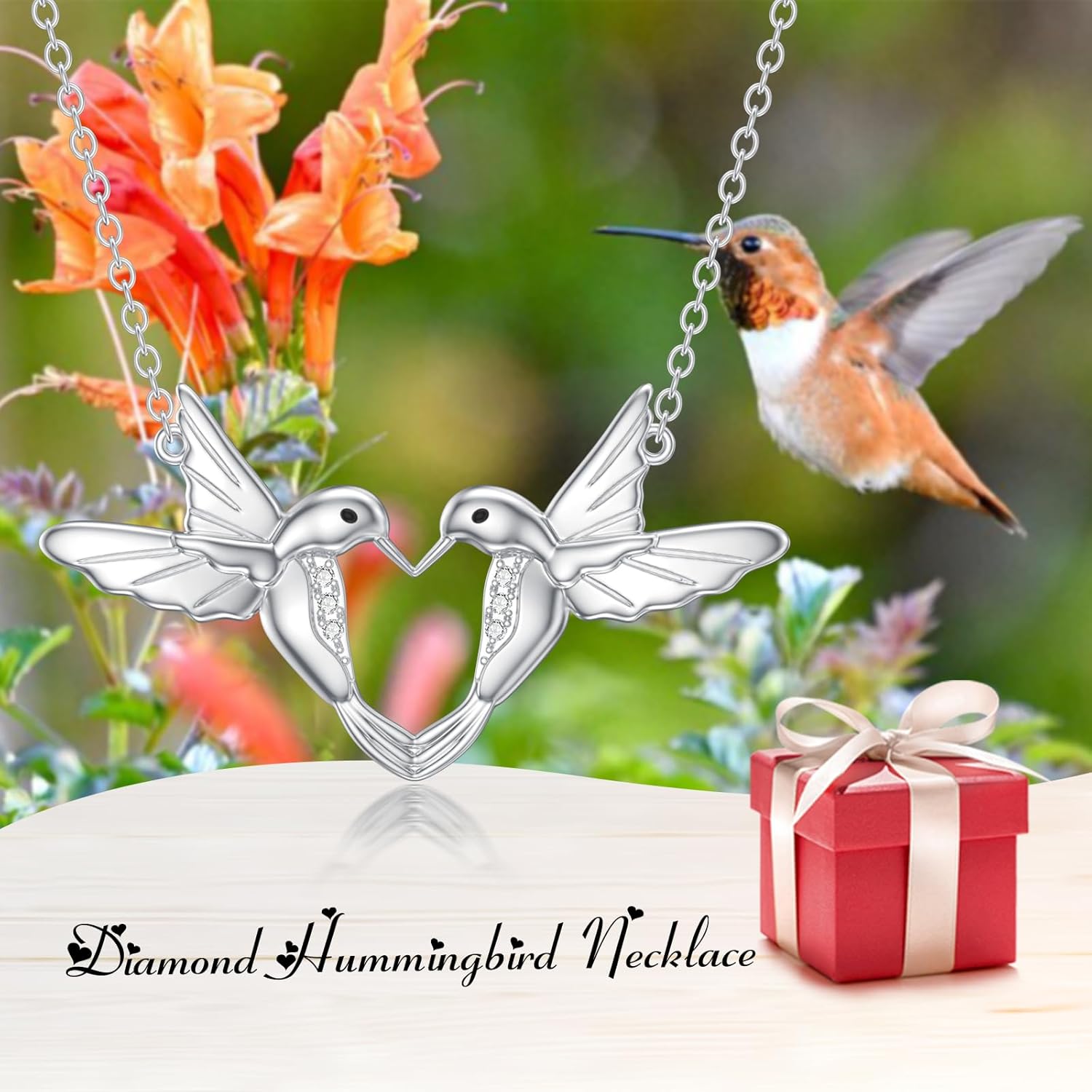 Diamond Hummingbird Necklace for Women 925 Sterling Silver Hummingbird Necklaces with Lab Grown Diamond Jewelry Gifts for Mom Wife Girlfriend Daugther Sister Friend - Image 6