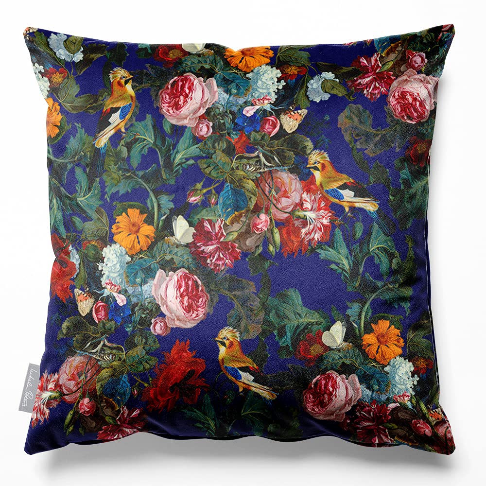 Izabela Peters Midnight Velvet Cushions - Filled, 50 Cm, Birds In Paradise - Chair & Sofa Seat Cushions