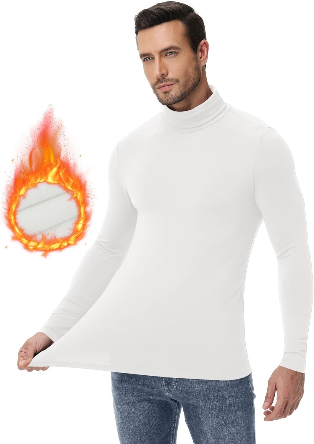 Poriff Men's Turtleneck Tops Fleece Lined Pullover Thermal Long Sleeve Casual Slim Fit Basic Sweater - Image 2