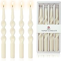 Vista 71 de Velas cónicas en espiral sin perfume, color blanco, 4 velas trenzadas de 7.5 pulgadas, hechas a mano, para cena, boda, decoración del hogar