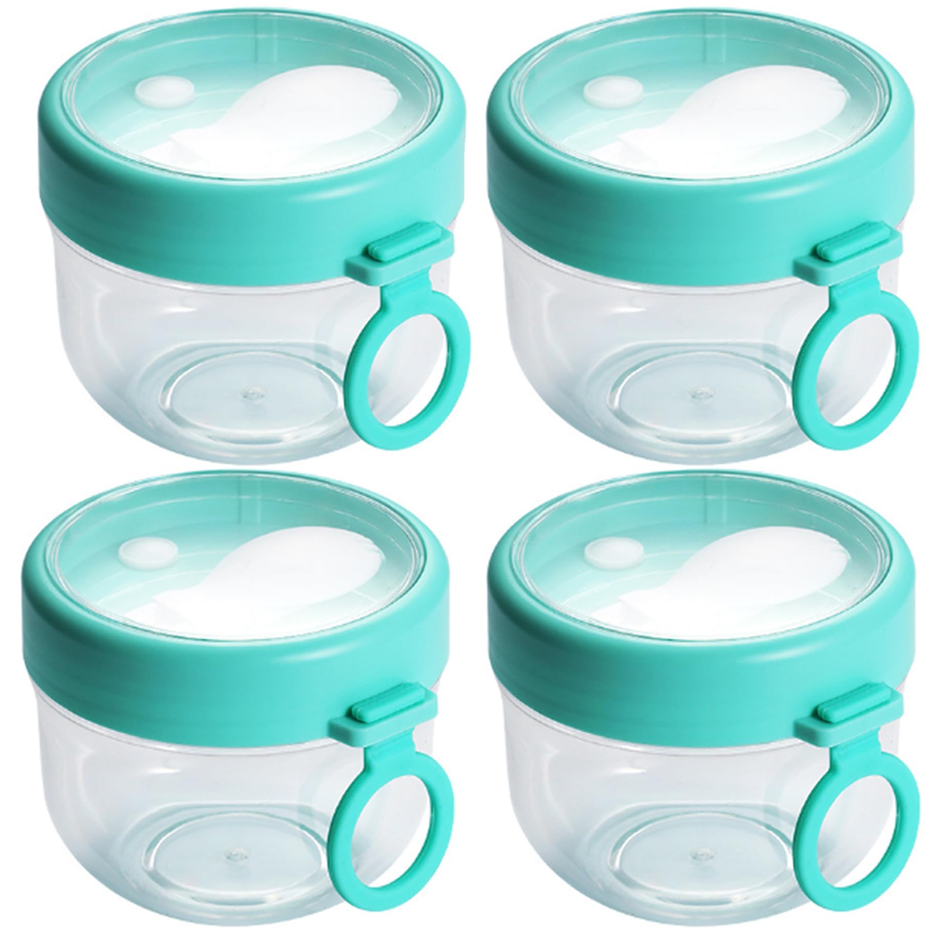 Contenitori ermetici portatili per avena da 4 pezzi da 600 ml con coperchi e cucchiai, vasetto per yogurt di capacità per latte, frutta, cereali, conservazione dell'insalata, preparazione