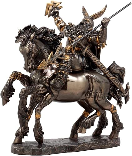 Ebros Gift Dios vikingo nórdico grito de batalla Alfather Odin montando en Sleipnir to Hel Figurine 9" L Gods of Mythology Asgard Padre of Thor