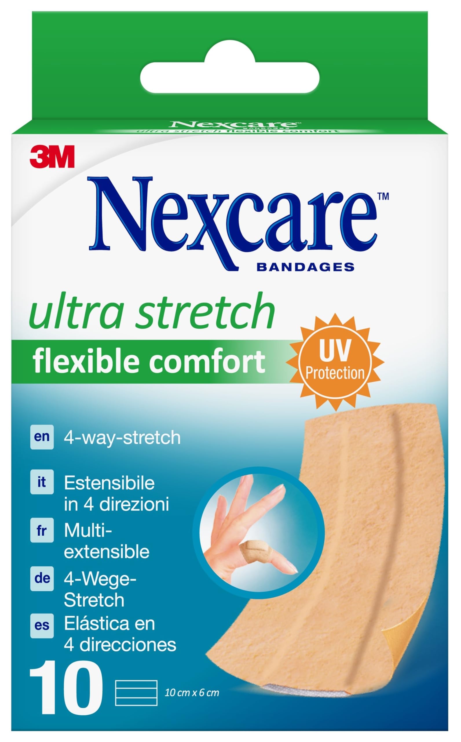 Ultra Strech Flexible Comfort Foam Plasters, 6 cm x 10 cm, 10 per Pack - Breathable and Waterproof for Minor Wounds, Scratches, Plasters for First Aid Kits