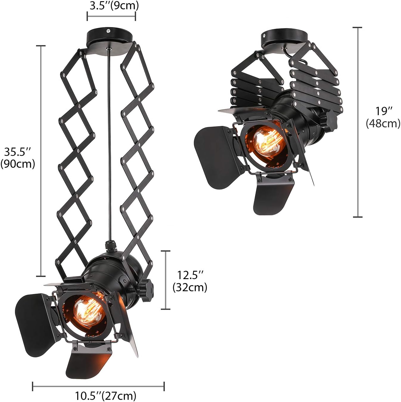 LITFAD Industrial Track Light Greek Scissor LED Close to Ceiling Spotlight Decorative Adjustable Ceiling Lamp Loft Spotlight Lamp in Black for Restaurant Clothing Store Club