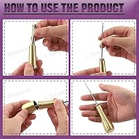 Vista 6 de Swpeet Kit de punzón y aguja de cuero de lona portátil, 19 piezas, con cordón encerado de nailon, surtido de dedales, herramientas de mango de cobre