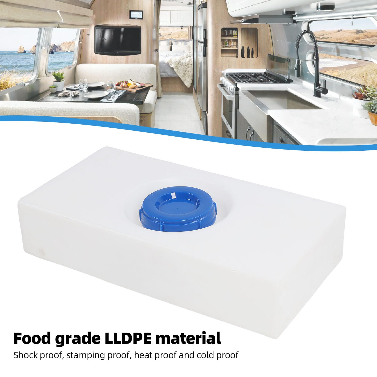 Luocute 8 Gallonen RV -Wassertank, Ideal für Wohnmobile, Anhänger, Boote, Hergestellt aus LLDPE, Stoßdicht, Durchlaufsicher, Tragbar, für Saubere Trinkwasserlager und -Transport mit
