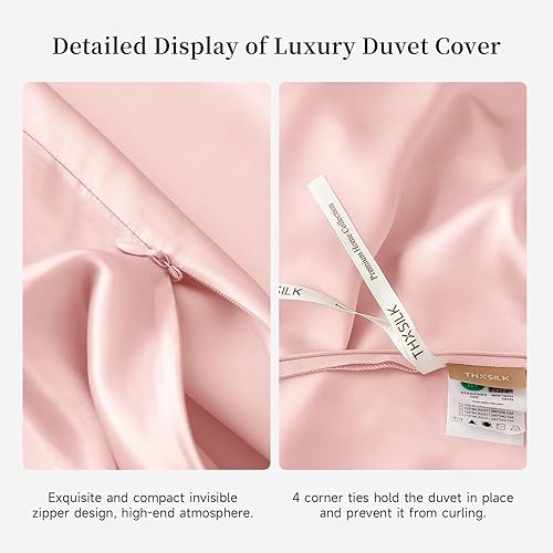 Miniatura 3 de THXSILK Funda de edredón de seda de 22 momme, 1 pieza, 100% seda de morera de grado superior, funda de edredón de seda con cremallera (tamaño Queen,