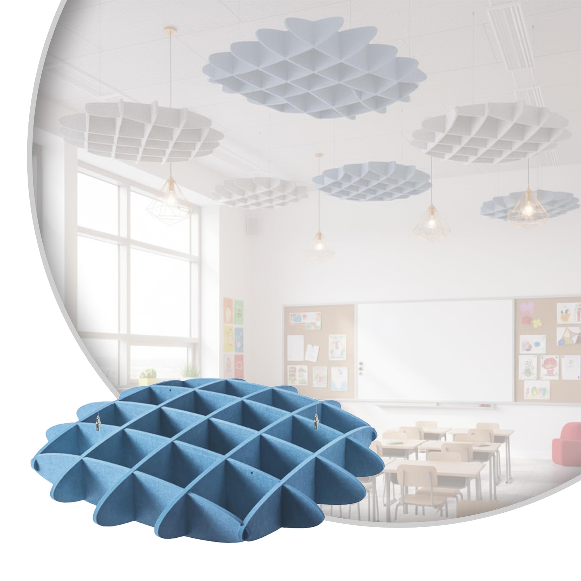 Arrowzoom Paneles Acústicos de Techo Elegantes Absorbedores de Sonido Baldosas Colgantes Aislantes para Oficina, Cine en Casa, Estudio de Grabación 100 cm (39") Azul Grisáceo - KK1463