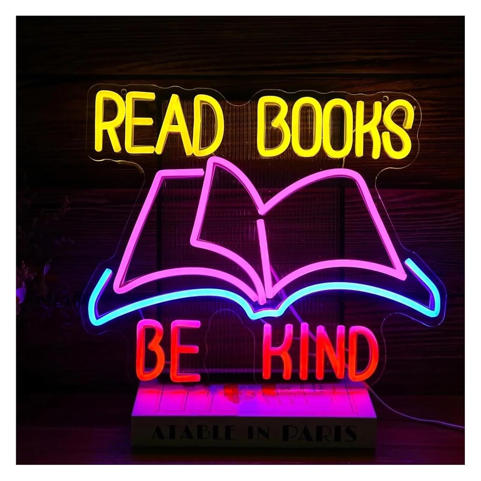 Luz de neón Para letreros de neón con alimentación eléctrica para lee libros sé amable letras para luces apto para decoración pared