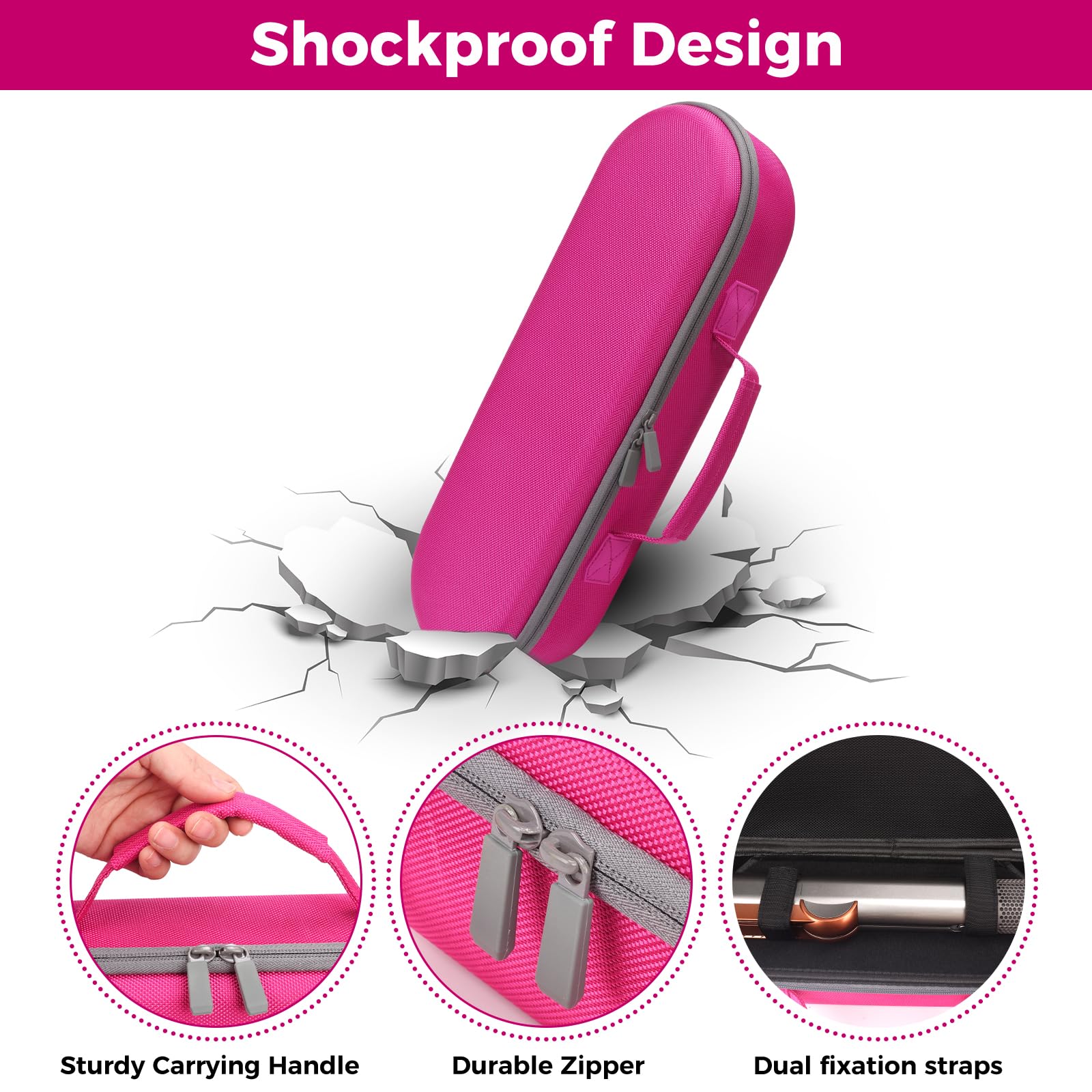 Custodia per piastra per capelli compatibile con Airstrait HT01, custodia protettiva da viaggio per piastra per capelli (rosa)
