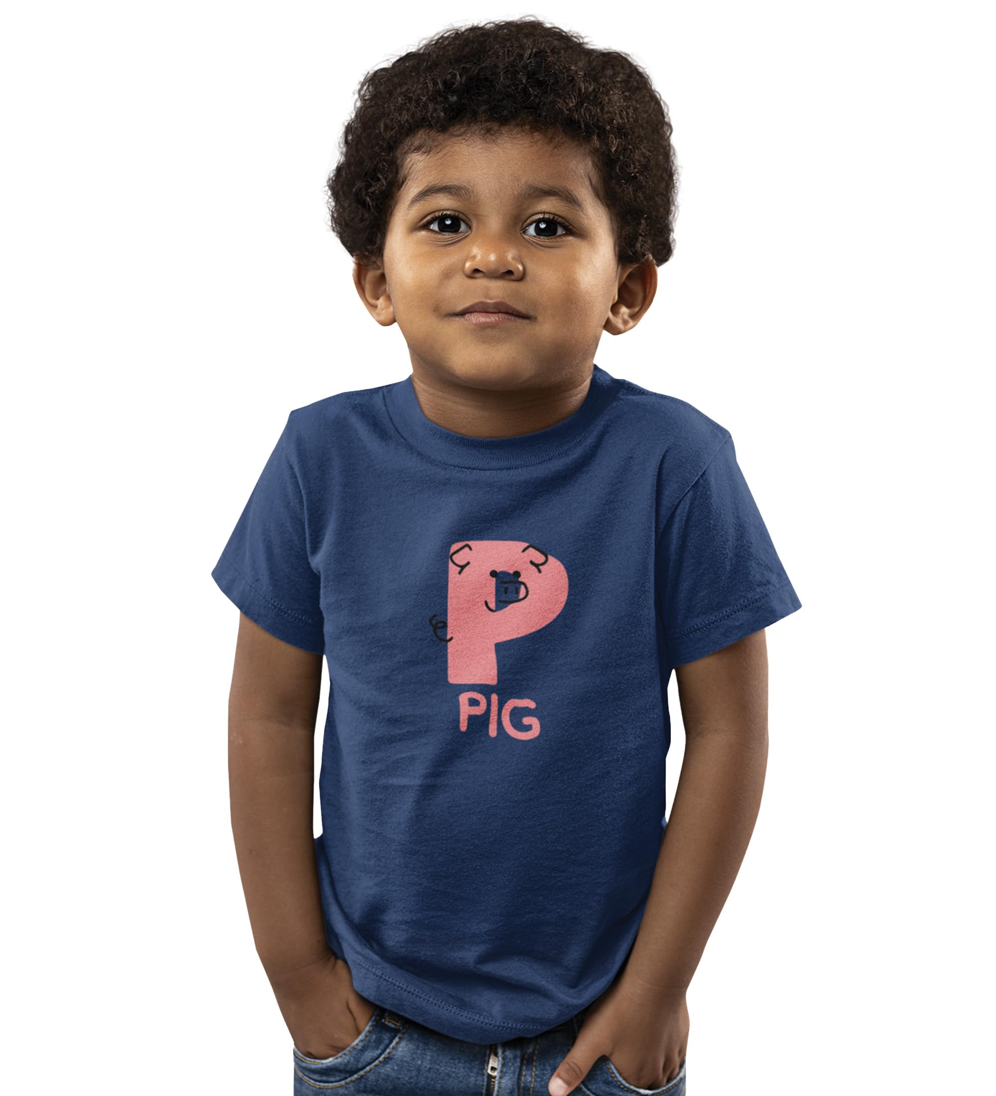 Pepper Pig, Boys Cotton Text Print Tshirt(Navy Blue)-image-1