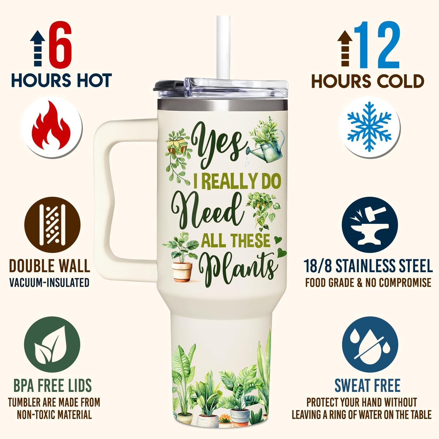 Gardening Gifts For Women - Gifts For Gardeners Woman - Christmas, Birthday, Mothers Day Gift For Gardeners, Plant Lady Gift - 40Oz Tumbler With Handle & Straw - Image 3