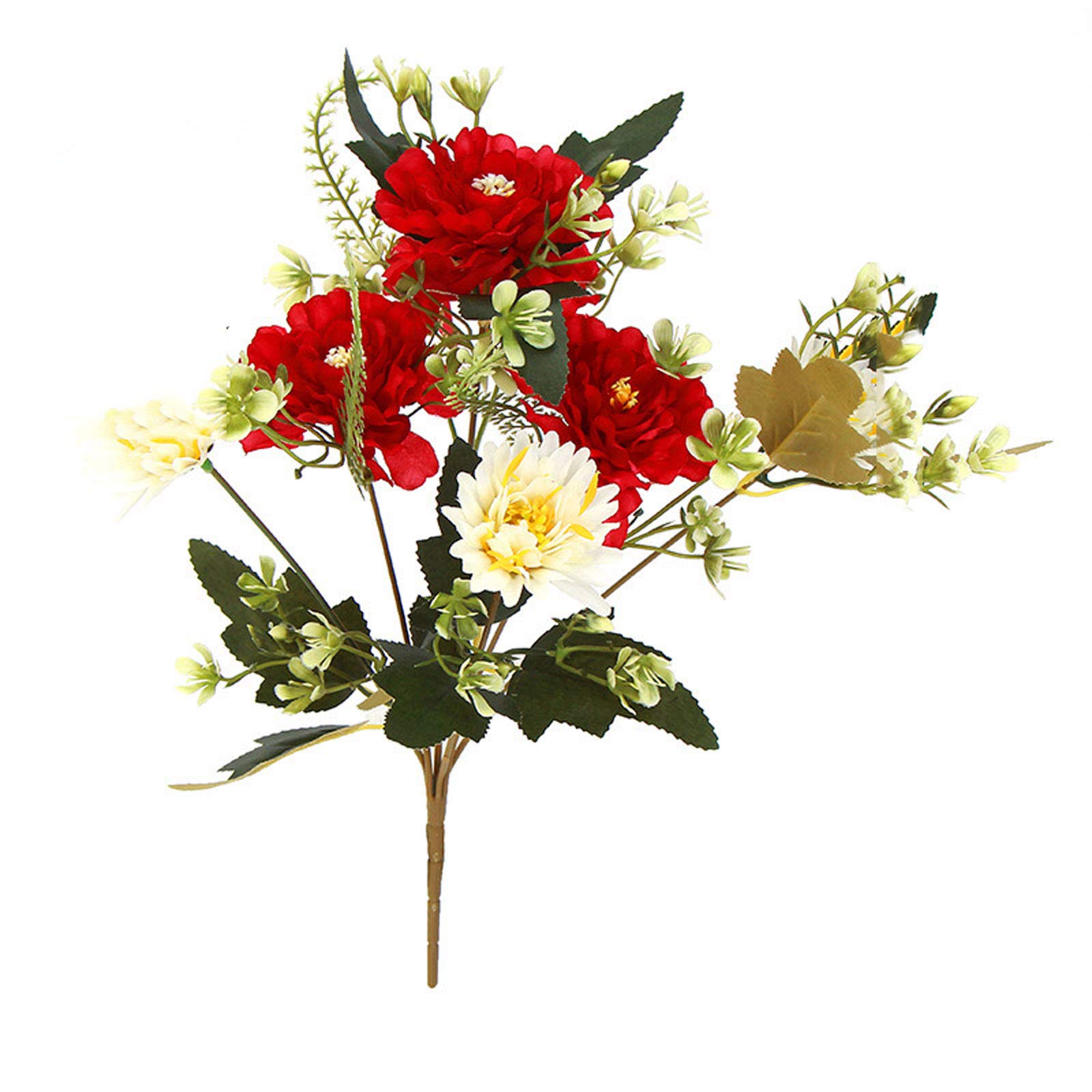 SBJKLYRN Simulated flowers, 1 Bouquet Camellia Artificial Peony Rose Flowers Silk Fake flores...