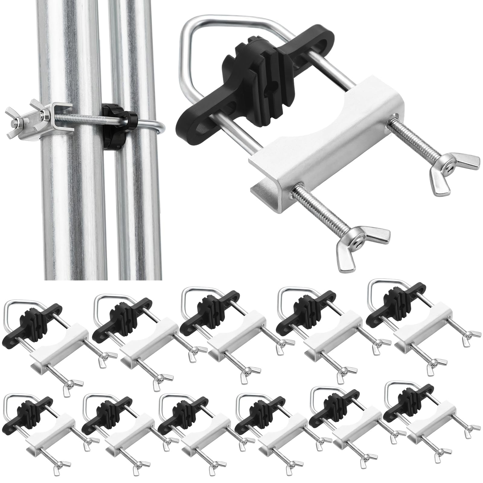 Frienda Trampoline Enclosure Pole Connector Heavy-Duty Trampoline Enclosure Bracket Replacement Part for Poles up to 1.5" and Frame Legs up to 1.75"