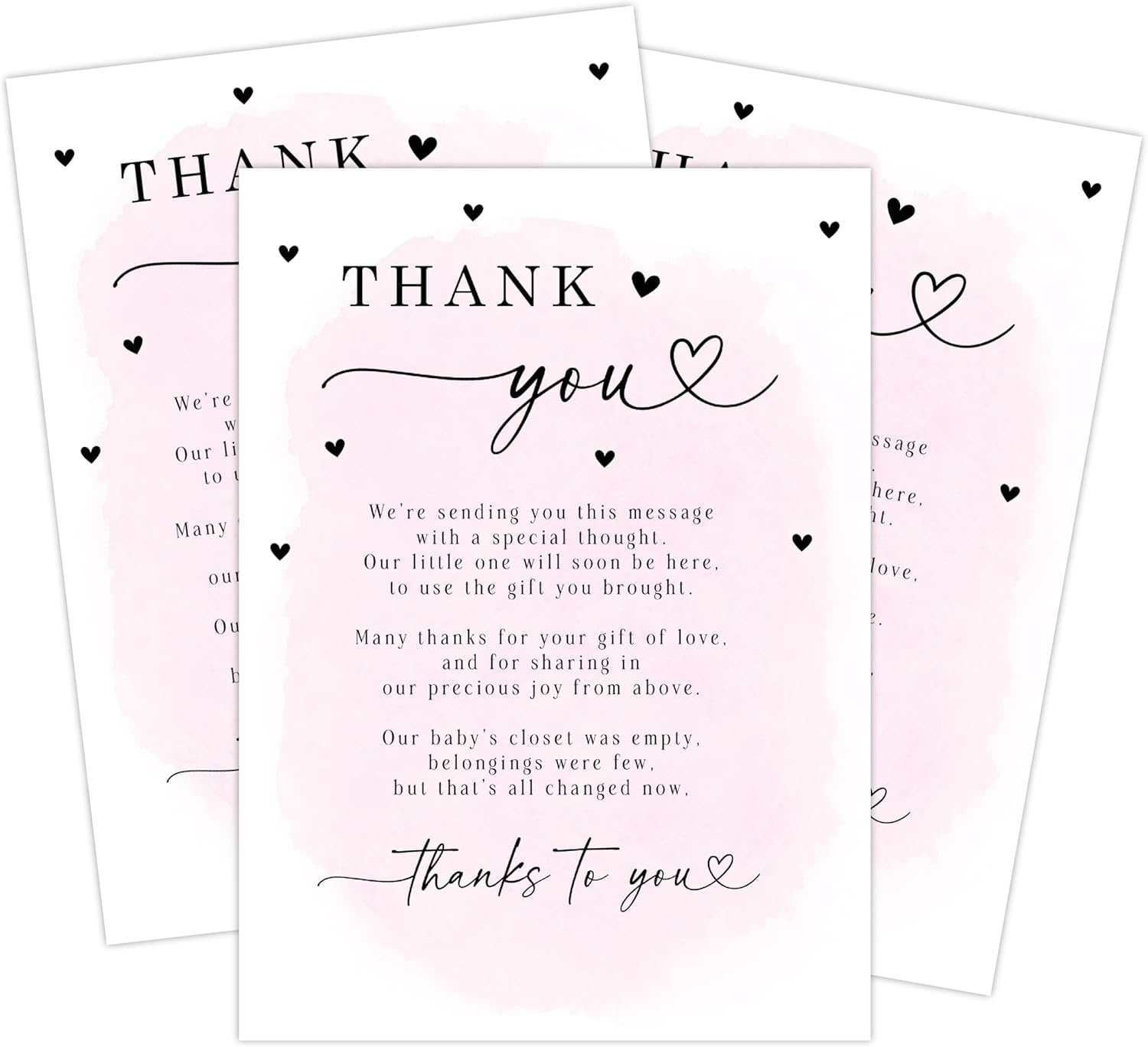 Your Main Event Prints Baby Shower Thank You Cards with Envelopes - Elegant and Convenient Gratitude Notes for Baby Showers (Pink)