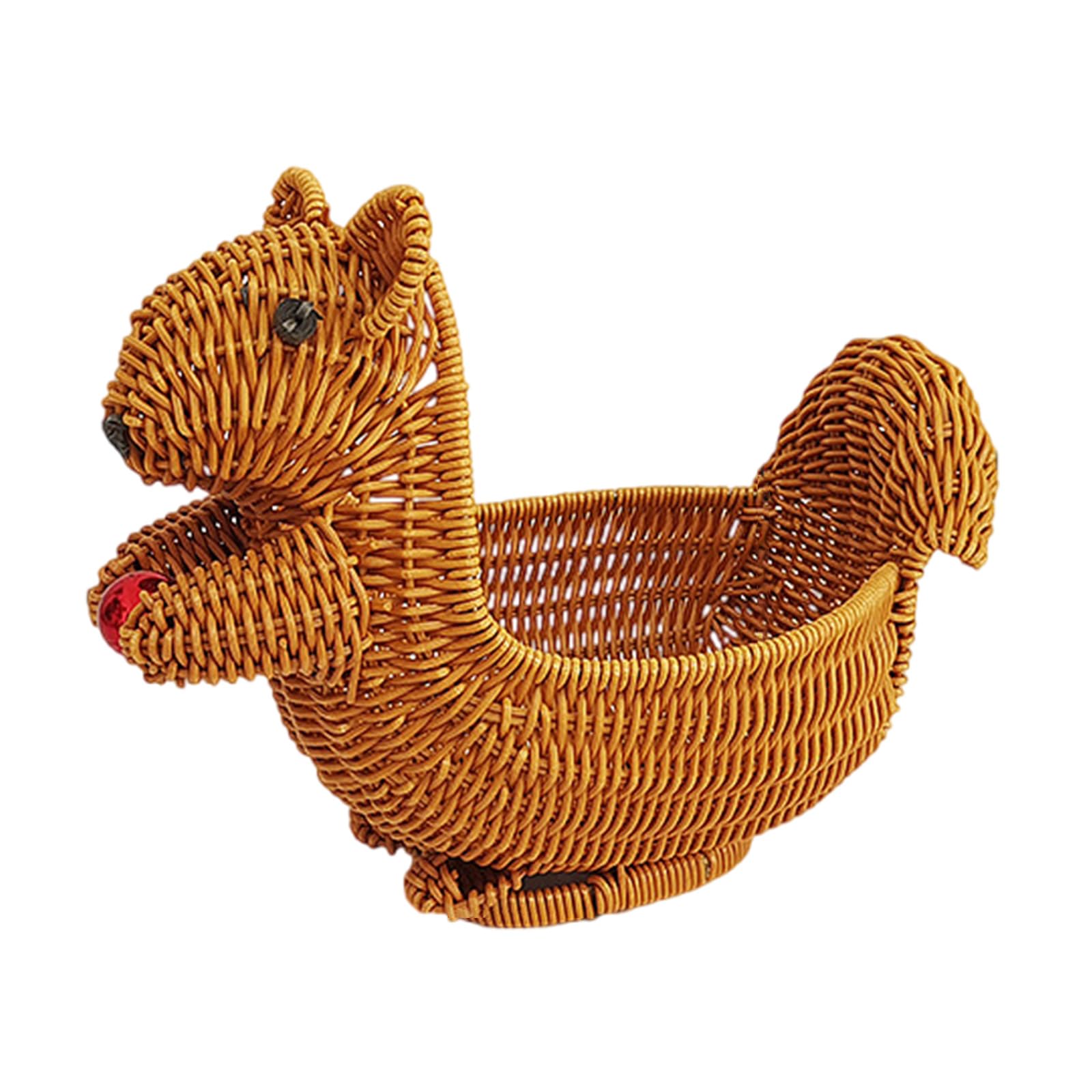 Kalttoy Imitation Rattans Woven Squirrels Basket Multipurpose Storage Container for Toy Books Tabletop Display Decoration Weaving Organiser