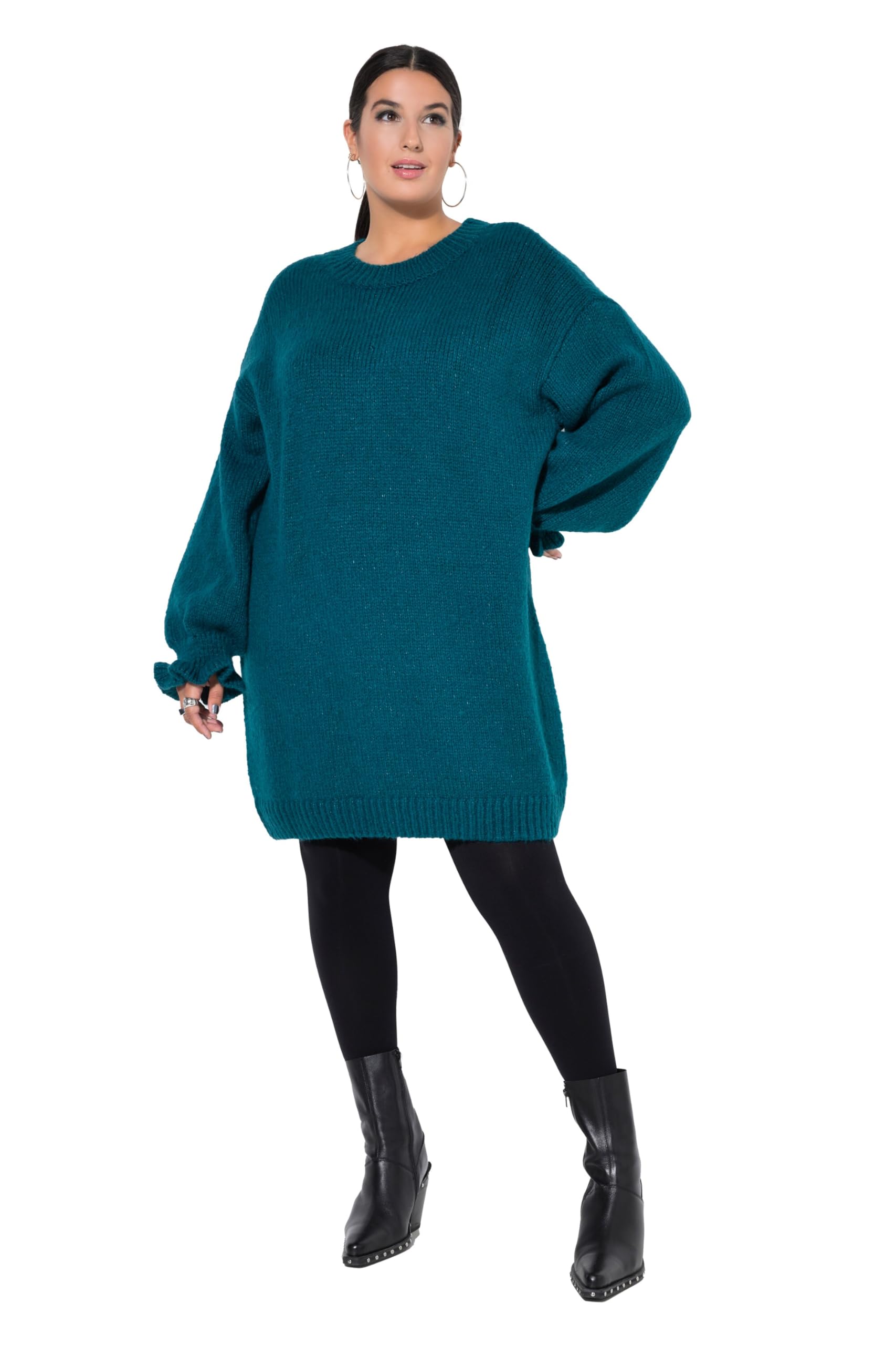 Studio Untold Damen große Größen Übergrößen Plus Size Strickkleid, Oversized, Rüschenärmel 843464