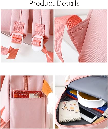 Miniatura 5 de Colección de 3 piezas con bolsa de hombro y estuche para lápices, mochila kawaii, mochila casual linda mochila, Negro -, Grande