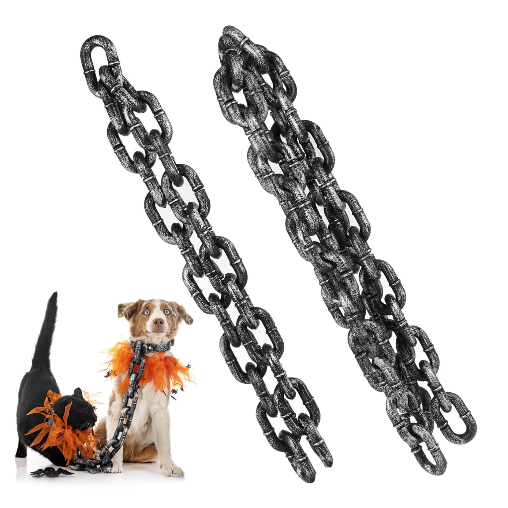 Chaîne de barrière plastique fer rouillé ORFOFE accessoire décoration Halloween réaliste x2
