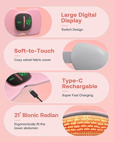 Miniatura 6 de Almohadilla térmica para calambres menstruales, elegible para la FSA HSA, almohadilla térmica portátil para aliviar el dolor, cinturón térmico para