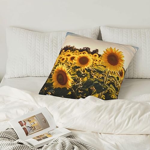 Miniatura 6 de Decorative Throw Pillow Covers 22"x22" Square Pillow Covers for Sofa Sunshine Sunflowers Double Sided Throw Pillow Cases Soft Plush Decorative