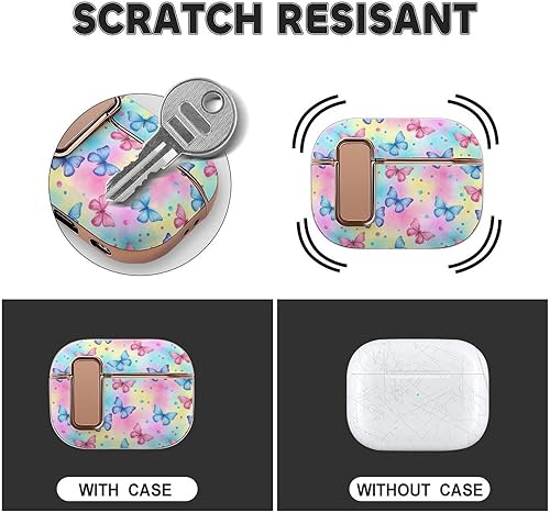 Miniatura 3 de Headphone Cover Compatible with Airpods Pro 2 Case Butterfly, Plastic, with Lock, Shockproof Protective