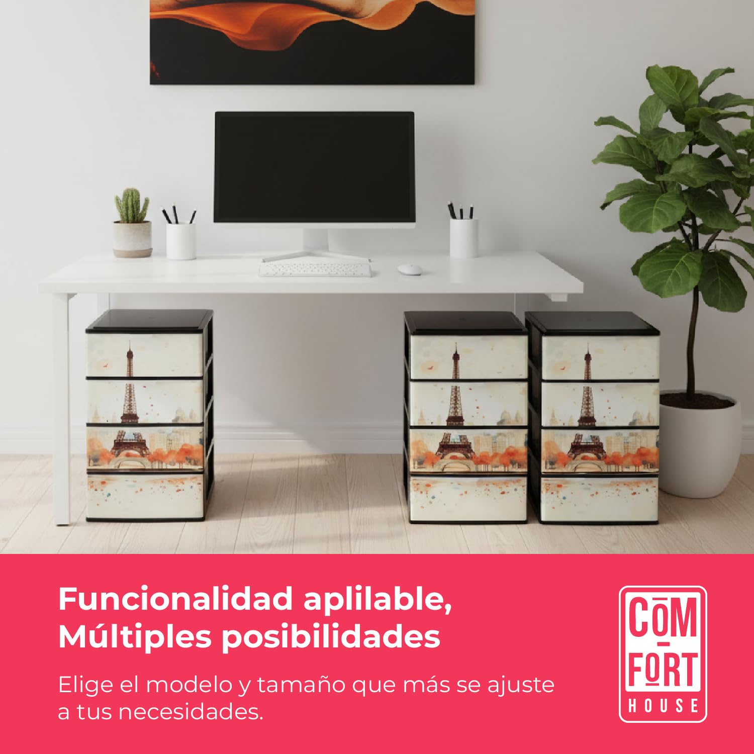 COM-FORT HOUSE Kunststoff-Kommode Iris Paris 4 Schubladen