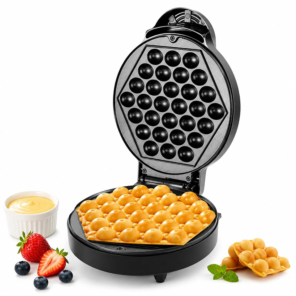 Macchina per waffle a bolle, riscaldamento fronte-retro da 1000 W