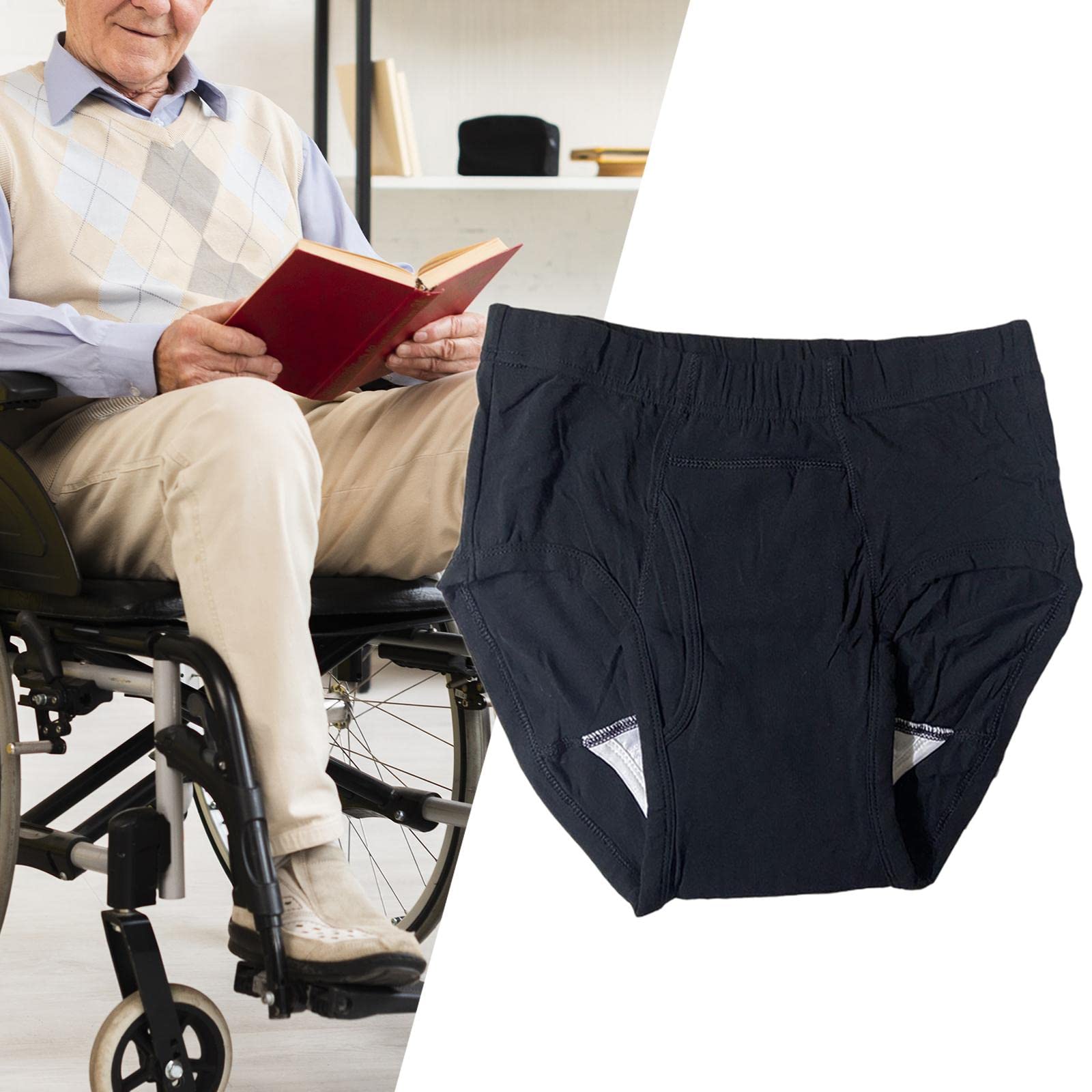 2 zestaw męskich pieluch na nietrzymanie moczu szczelne nadające się do prania wygodne na nietrzymanie moczu czarne 2XL, 2XL 40 ml