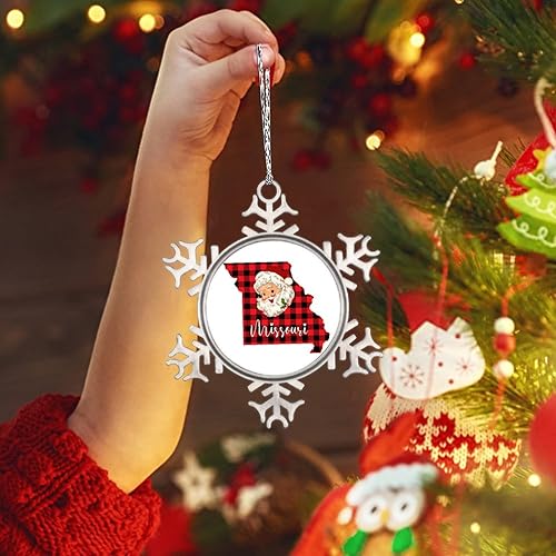 Miniatura 10 de Adornos de copo de nieve de New Hampshire Home State, adornos de Navidad personalizados 2022 a cuadros de búfalo lindo adorno de Papá Noel para