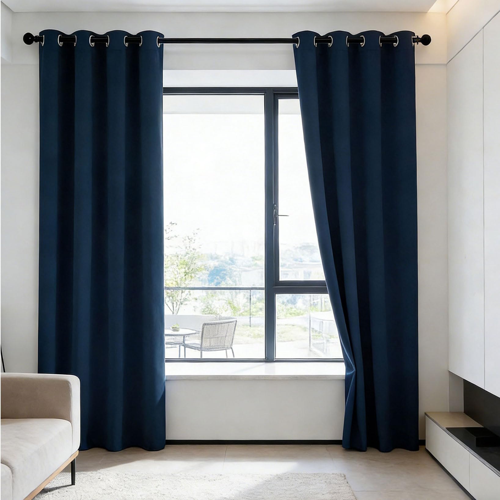 Rideau occultant bleu marine 250 x 235 cm pour isolation salon