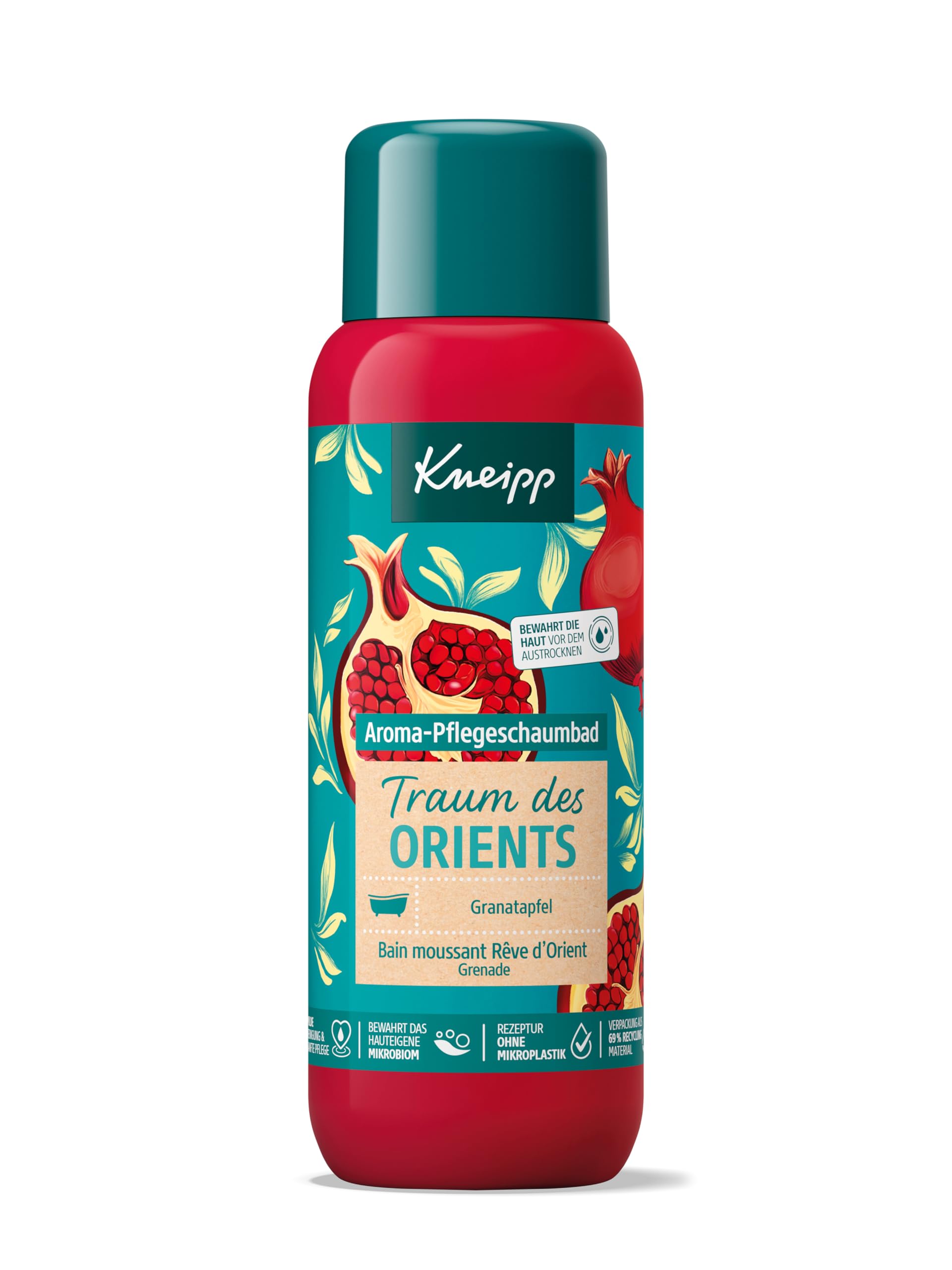 Kneipp Aromatyczna pianka do kąpieli marzenie orientalnego – dodatek do kąpieli z wysokiej jakości ekstraktem z granatu – wegańska – 400 ml
