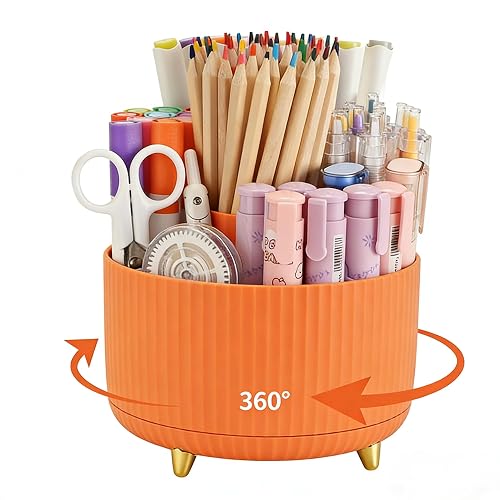 Camelmother 360°Rotating Pen&Pencil Holder For Desk With 5Slots Cute Office | Spacious Beautiful & Durable For Teachers Students Workers Easy Storage for Pens Stationery