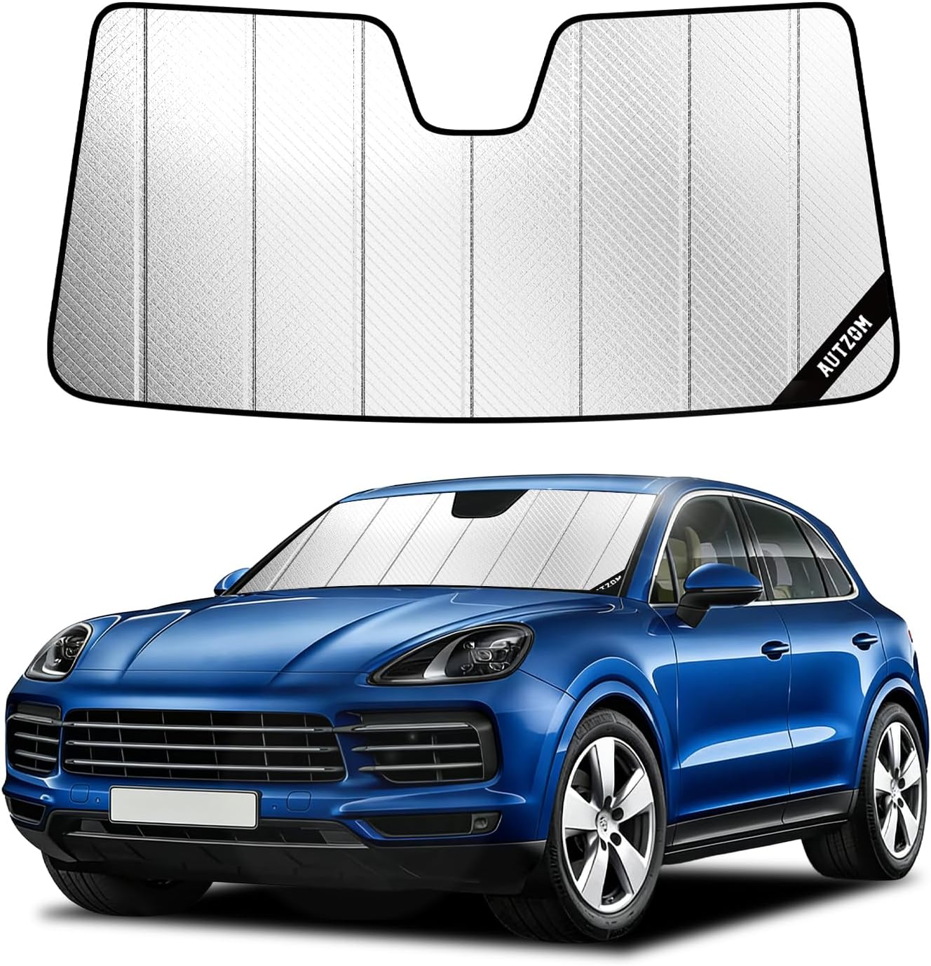 Windshield Sun Shade for Porsche Cayenne 2019-2026, Custom-fit Windshield Cover, Heat Insulation Shield, Protect Dashboard, Foldable Car Window Shades - Porsche Cayenne Accessories