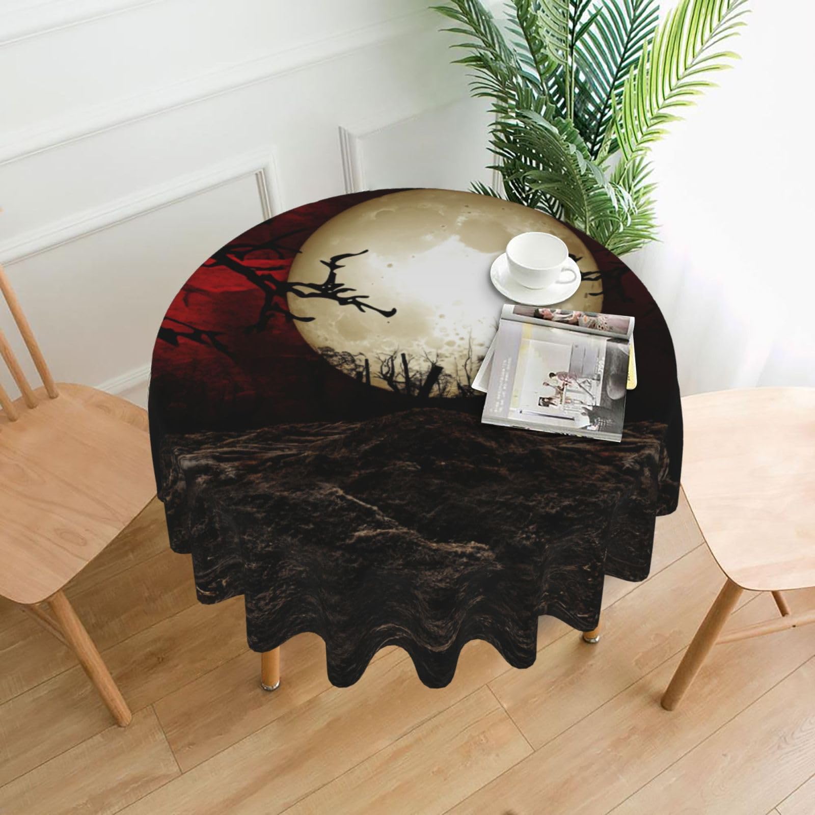 Zcmkjlg Scarlet Sky Print Quick Ship Round Tablecloth 60in Polyester Washable Cover for Dining Room