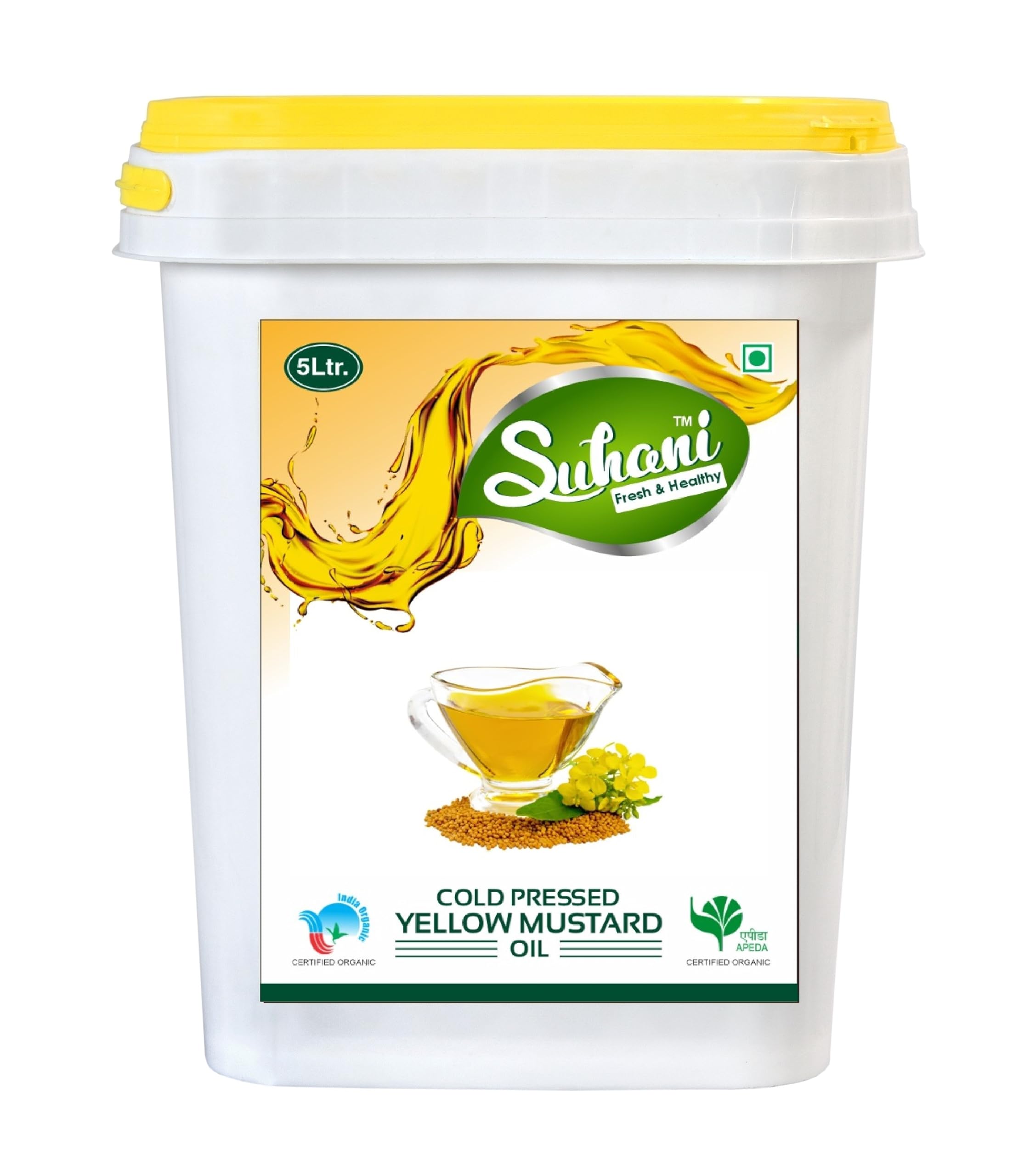 Organic Yellow Mustard Oil (5 Liter) Cold Pressed/Wood Pressed Oil | Yellow Sarso Kachi Ghani Oil by EYWA (Suhani) (B0C49WXLK5) Amazon Price History, Amazon Price Tracker