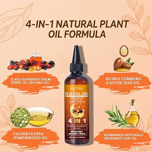 Miniatura 2 de Aceite de batana para el crecimiento del cabello, aceite de batana 4 en 1, semillas de calabaza, romero y ricino, nutre el cabello para hombres y