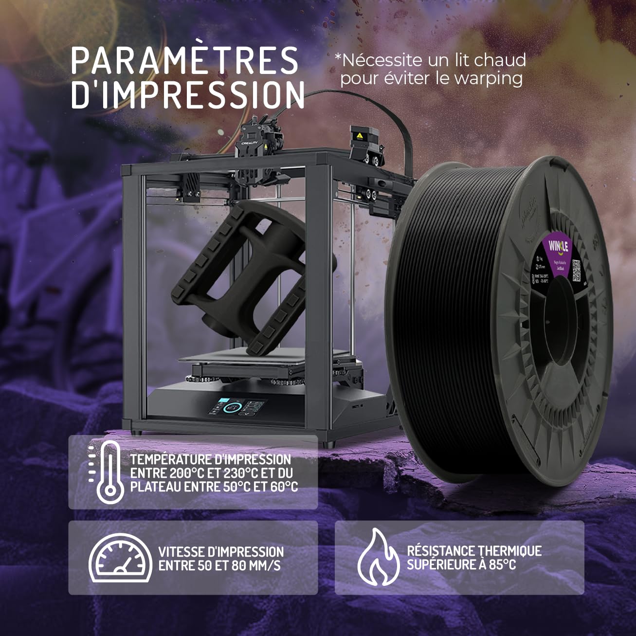 WINKLE Filament ASA 1.75mm Naturel 1kg, Filament Imprimante 3D | Précision Dimensionnelle +/- 0.03mm, Matériaux d'impression 3D en Filament pour Impression 3D, Résistant aux UV