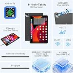 Tablette 11 pouces Tablette Android 15, mise à jour 2025, 128 Go ROM 16 Go RAM, Tablette 4G LTE, Wi-Fi 5G + Cellulaire, Octa-Core MTK8786, caméra double 21MP, 1 To extensible, écran FHD Incell, support de carte SIM T-Mobile