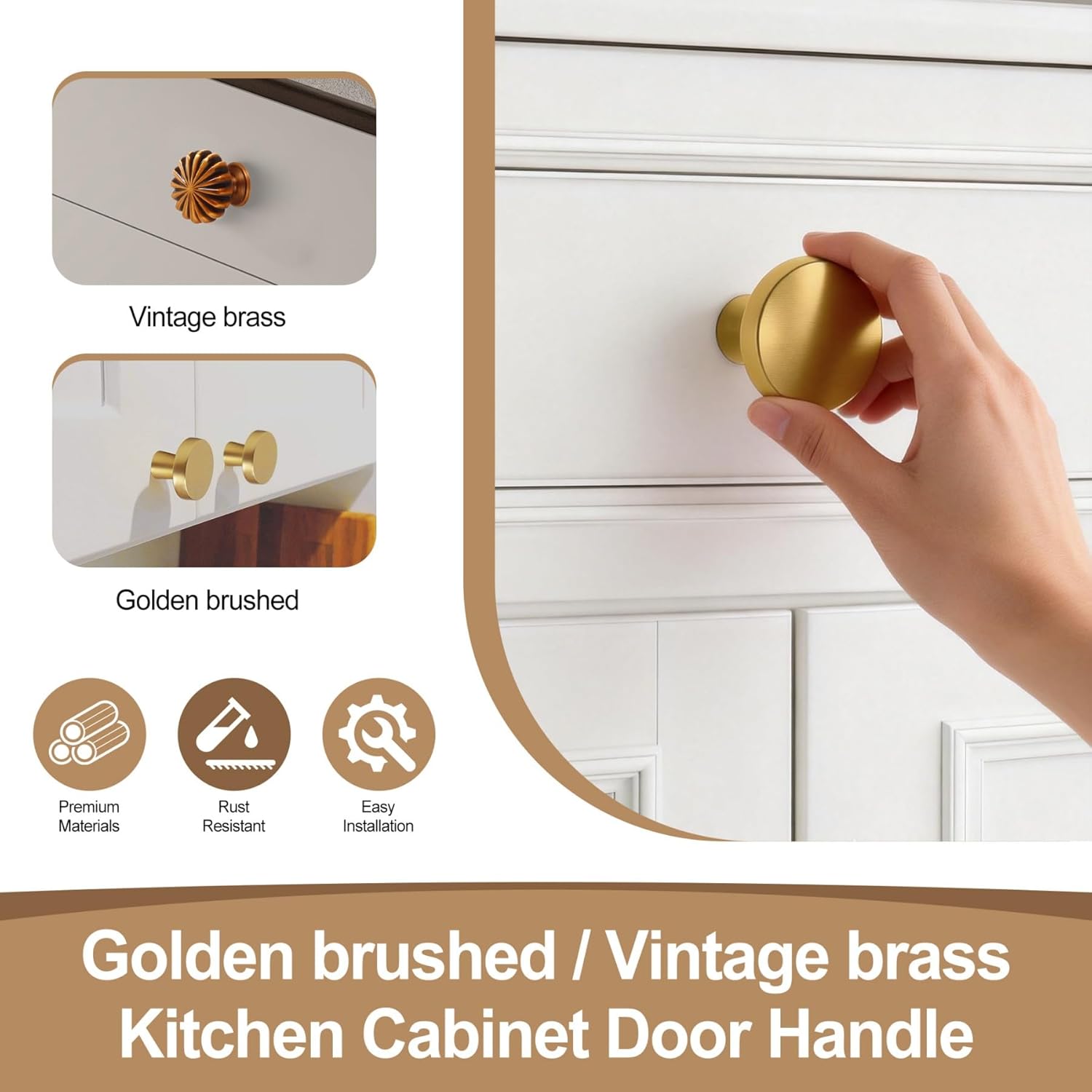 New 6 Pack Antique Brass Cabinet Knobs， Decorative Round Drawer Knobs, Cabinet Hardware for Kitchen Cabinets, Bathroom Vanity, Dresser and Furniture Drawers(Coffee)