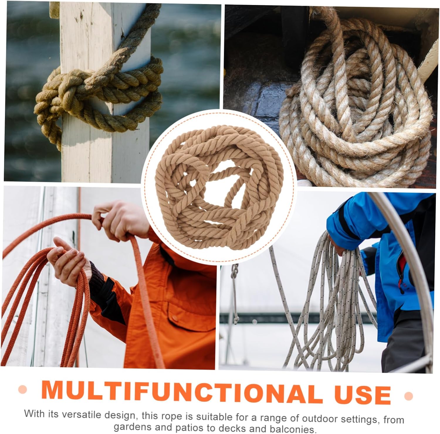 Nautical Hemp Rope for Crafts – Tough Garden Handrail Rope 50ft Sturdy and Weather Resistant for Outdoor Use for Fencing and DIY Projects