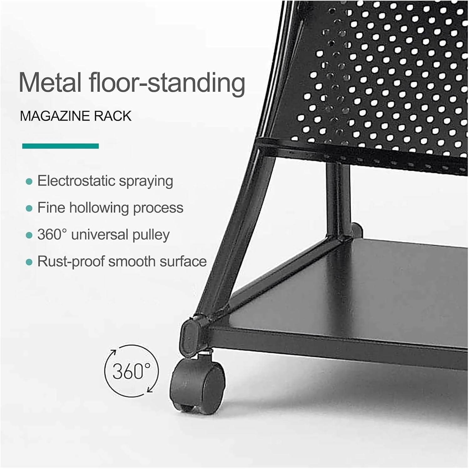 Magazine Rack,Book Display Rack, Information Rack with Casters Easy to Move Mesh Brochure for Office Trade Shows and Exhibitions