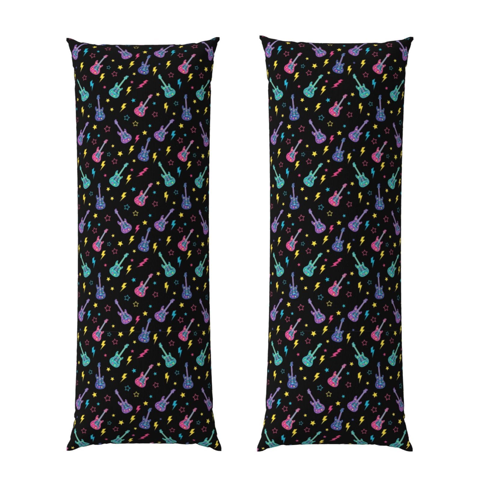 Long Pillowcase 20x54, Trippy Electric Guitars, Soft Velvet Pillow Cover with Hidden Zipper, Plush Cushion Protector for Bedroom Sofa Couch Sleeping