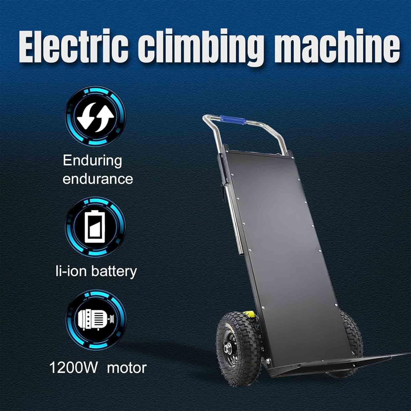 Carrello montascale Elettrico da 1200 W, capacità di Carico (400 kg) E Batteria Rimovibile, con Maniglia Telescopica, Motore Brushless, Facile da Usare e Portatile,001