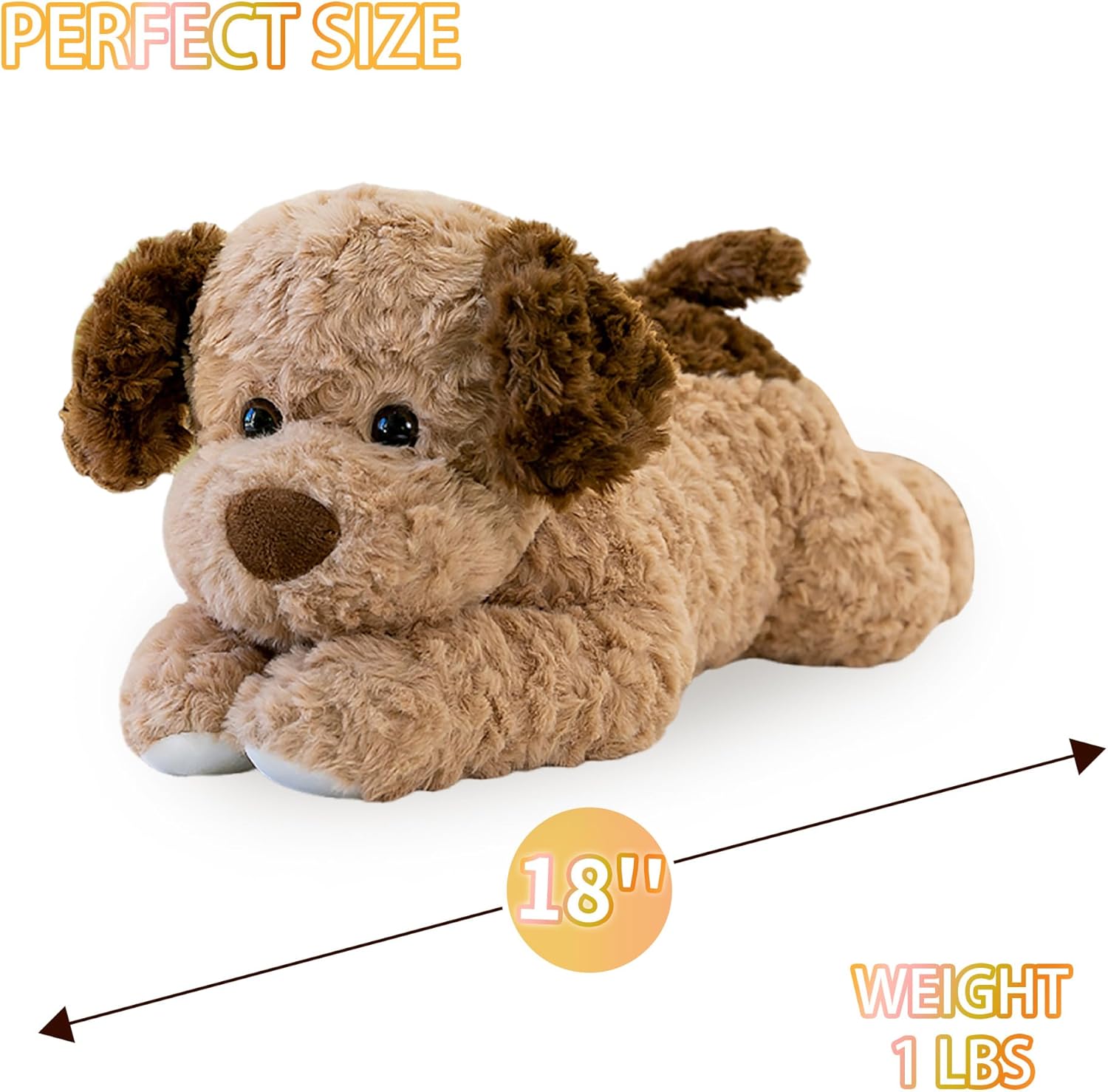 Dog Plush Dog Toy 18 Inch – Brown Weighted Stuffed Animal Dog– Ultra-Soft Plush, Durable Design, Suitable for Kids & Adults – Cozy Comfort Companion