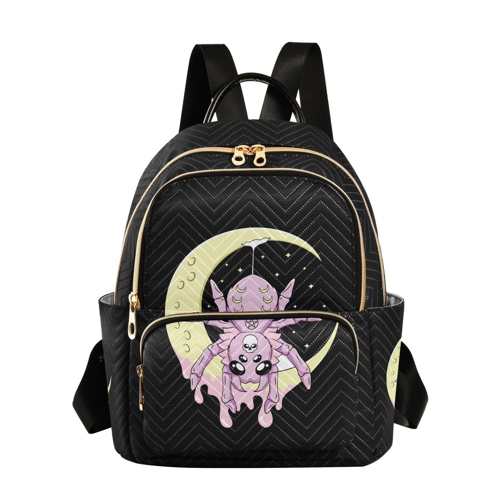 ZAZYXTJ Spider Backpack Purse for Women Quilted Mini Fashion Backpacks Lightweight Travel Casual Backpack S