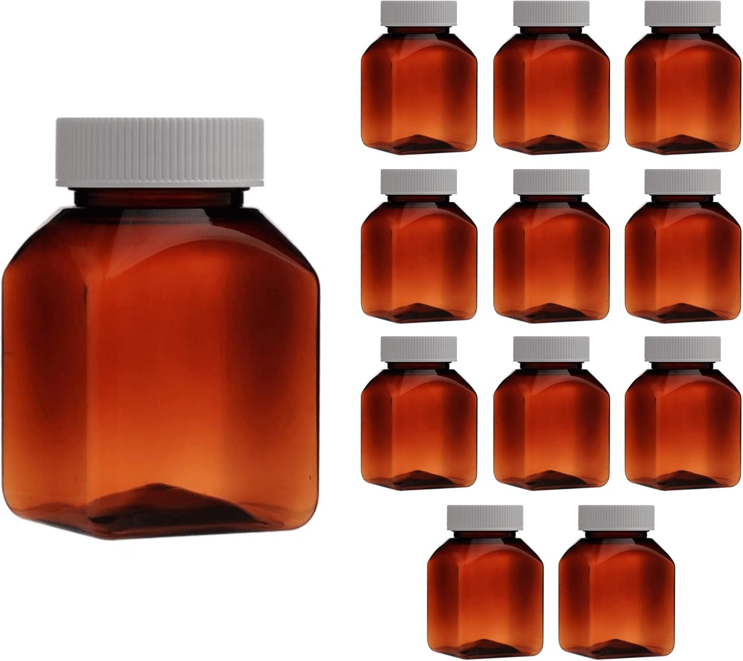 Square Plastic Bottles with Plastic Screw Caps (12 Pack) – 4oz 120ml (Bottle-Clear, Cap-Black) : Industrial & Scientific