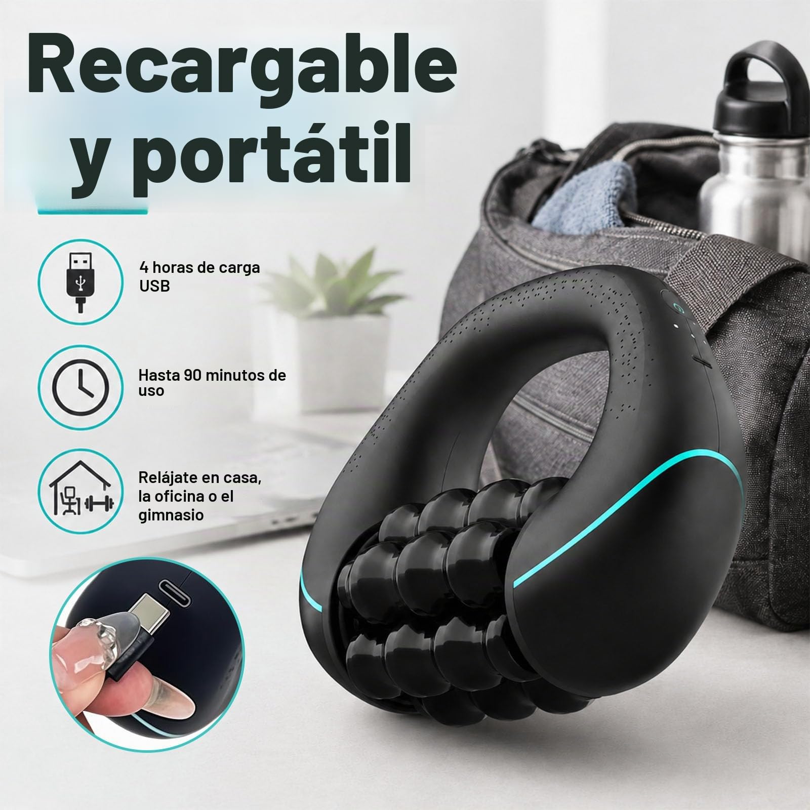 Masajeador De Rodillos Compacto, Masajeador Eléctrico | Tres Niveles De Potencia De Rotación, Para Masajes Locales En Todo El Cuerpo,Alivia la fatiga muscular en cualquier lugar