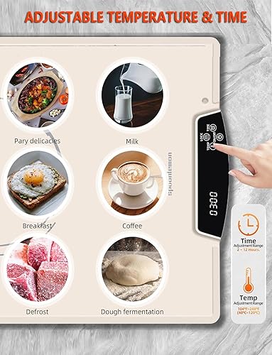 Miniatura 2 de Bandeja eléctrica de calentamiento de alimentos, alfombrilla de calentamiento de superficie completa, bandeja térmica de silicona enrollable para